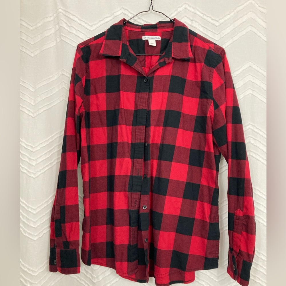 Red and Black Plaid Button-Up Shirt